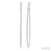 1 Ctw Inside & Outside Round Cut Diamond Hoop Earring in 14K White Gold